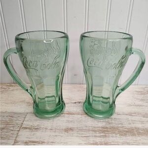 Coca Cola Green Glass Mugs - Set of 4
